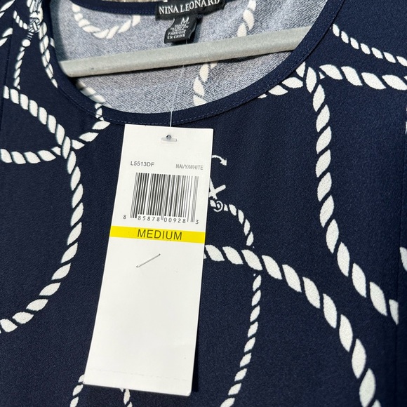 NWT Nina Leonard Print Midi Dress Size Medium - Picture 6 of 7